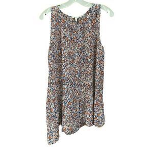 BCBG Floral Ruffle Pleated Sleeveless Tank Top High Low sz M